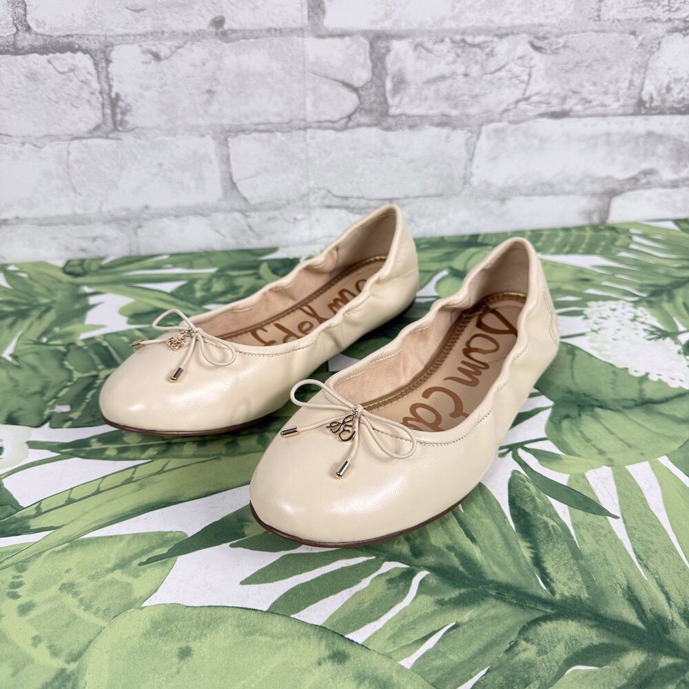 SAM EDELMAN NEW Felicia Ivory Leather Ballet Flat